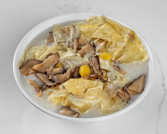 Mushroom, Ginkgo, and Tofu Skin Congee / 香菇白果腐竹粥
